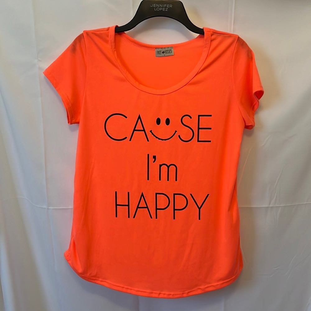 Free Kisses Cause I'm Happy Orange Tee L